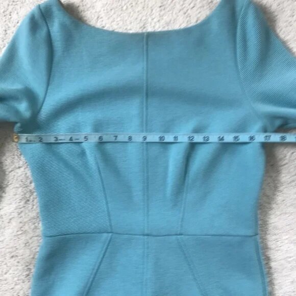 Boden Aurelia Ottoman Ribbed Stretch Robins Egg Blue Sheath Dress US 8L - Picture 5 of 8